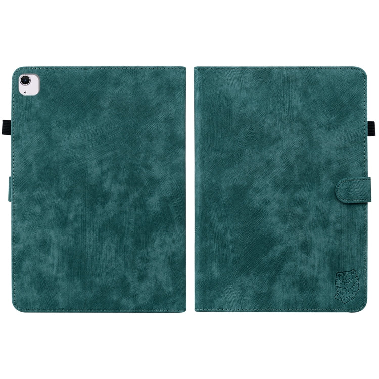 For iPad Air 13 2024 Embossed Tiger Pattern Leather Tablet Case(Dark Green) - iPad Air 13 2024 Cases by buy2fix | Online Shopping UK | buy2fix