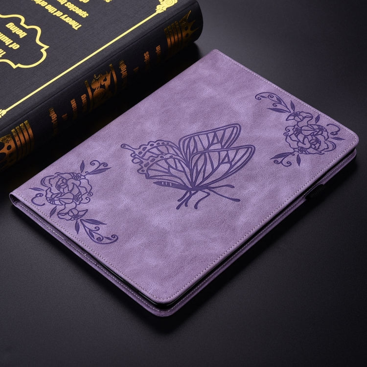 For iPad Pro 11 2024 Butterfly Flower Embossed Leather Tablet Case(Purple) - iPad Pro 11 2024 Cases by buy2fix | Online Shopping UK | buy2fix