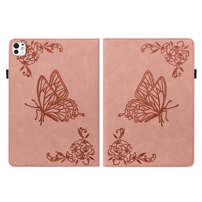 For iPad Pro 11 2024 Butterfly Flower Embossed Leather Tablet Case(Rose Gold) - iPad Pro 11 2024 Cases by buy2fix | Online Shopping UK | buy2fix