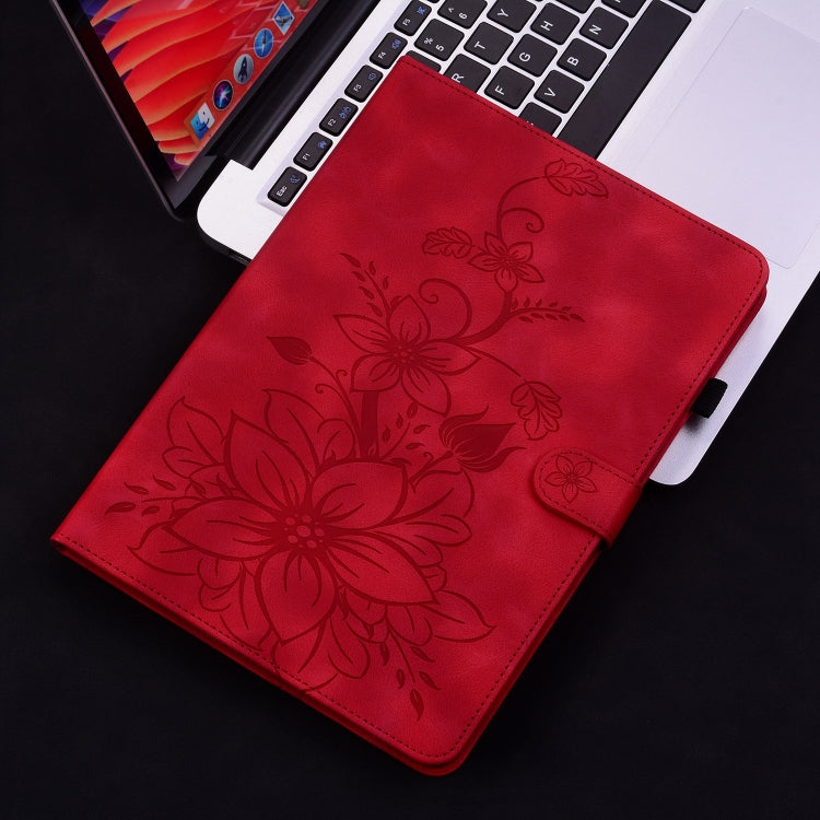 For iPad Air 13 2024 Lily Embossed Leather Smart Tablet Case(Red) - iPad Air 13 2024 Cases by buy2fix | Online Shopping UK | buy2fix