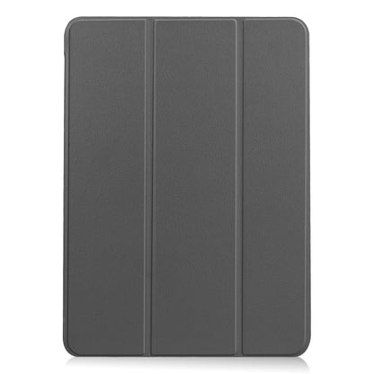 For iPad Air 13 2024 Custer Pure Color 3-Fold Holder Smart Leather Tablet Case(Grey) - iPad Air 13 2024 Cases by buy2fix | Online Shopping UK | buy2fix