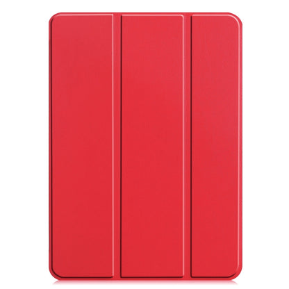 For iPad Pro 11 2024 Custer Pure Color 3-Fold Holder Smart Leather Tablet Case(Red) - iPad Pro 11 2024 Cases by buy2fix | Online Shopping UK | buy2fix