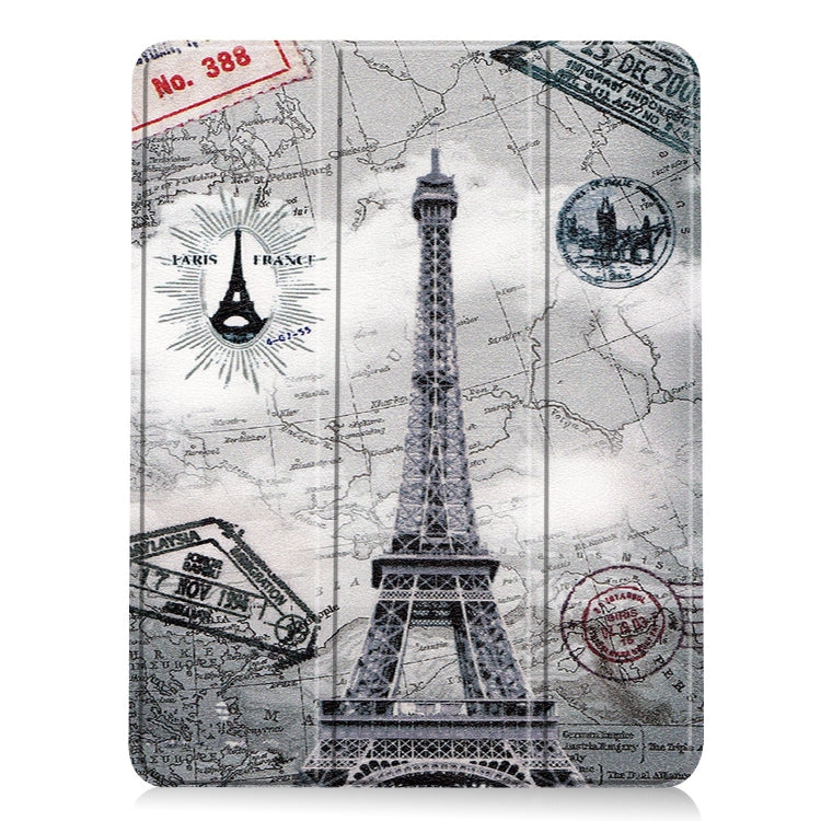 For iPad Air 11 2024 Custer Painted 3-Fold Holder Smart Leather Tablet Case(Eiffel Tower) - iPad Air 11 2024 Cases by buy2fix | Online Shopping UK | buy2fix