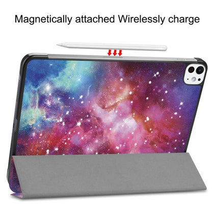 For iPad Pro 11 2024 Custer Painted 3-Fold Holder Smart Leather Tablet Case(Milky Way Nebula) - iPad Pro 11 2024 Cases by buy2fix | Online Shopping UK | buy2fix