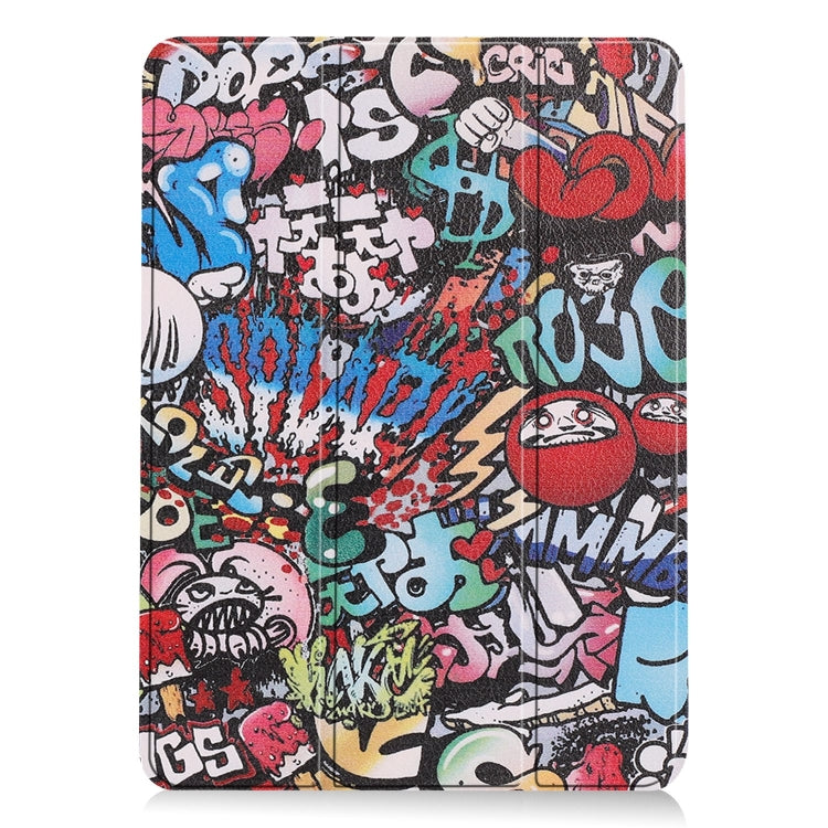 For iPad Air 11 2024 Custer Painted 3-Fold Holder Smart Leather Tablet Case(Graffiti) - iPad Air 11 2024 Cases by buy2fix | Online Shopping UK | buy2fix