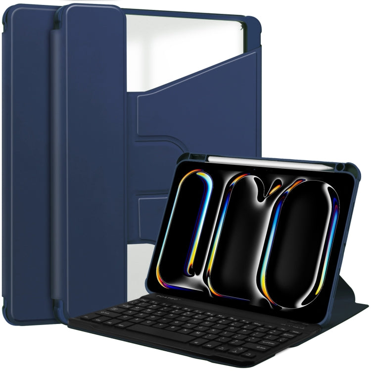 For iPad Pro 11 2024 Transparent Rotation Smart Leather Tablet Case with Keyboard(Dark Blue) - iPad Pro 11 2024 Cases by buy2fix | Online Shopping UK | buy2fix