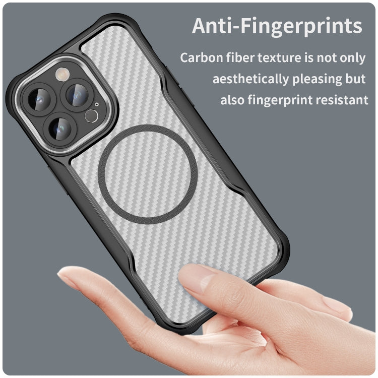 For iPhone 15 Plus / 14 Plus Carbon Fiber Texture MagSafe Translucent Phone Case(Black) - iPhone 15 Plus Cases by buy2fix | Online Shopping UK | buy2fix