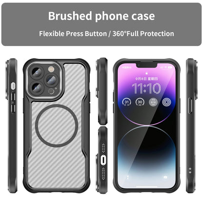 For iPhone 14 Pro Max Carbon Fiber Texture MagSafe Translucent Phone Case(Black) - iPhone 14 Pro Max Cases by buy2fix | Online Shopping UK | buy2fix