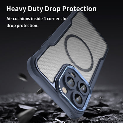 For iPhone 12 Pro Max Carbon Fiber Texture MagSafe Translucent Phone Case(Blue) - iPhone 12 Pro Max Cases by buy2fix | Online Shopping UK | buy2fix