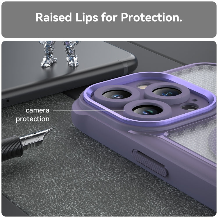 For iPhone 11 Pro Carbon Fiber Texture MagSafe Translucent Phone Case(Purple) - iPhone 11 Pro Cases by buy2fix | Online Shopping UK | buy2fix