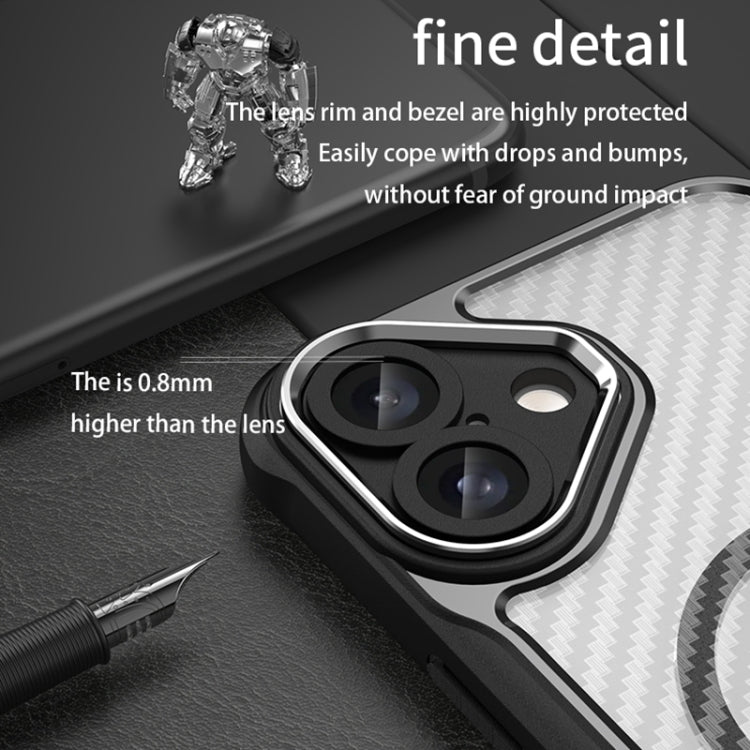 For iPhone 16 Plus Carbon Fiber Texture MagSafe Translucent Phone Case(Blue) - iPhone 16 Plus Cases by buy2fix | Online Shopping UK | buy2fix