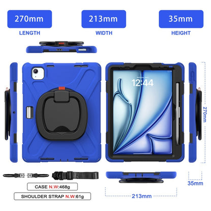 For iPad Air 11 2024 Silicone Hybrid PC Tablet Case with Holder & Shoulder Strap(Blue) - iPad Air 11 2024 Cases by buy2fix | Online Shopping UK | buy2fix