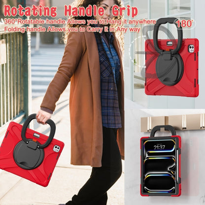 For iPad Pro 11 2024 Silicone Hybrid PC Tablet Case with Holder & Shoulder Strap(Red) - iPad Pro 11 2024 Cases by buy2fix | Online Shopping UK | buy2fix