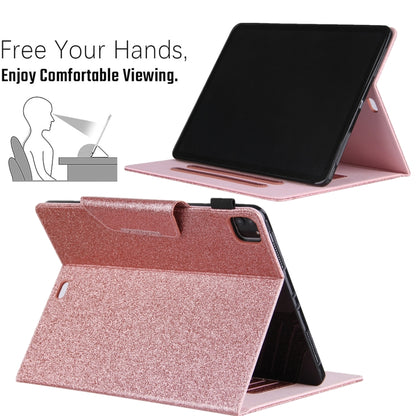 For iPad Pro 11 2024 Glitter Metal Buckle Leather Smart Tablet Case(Rose Gold) - iPad Pro 11 2024 Cases by buy2fix | Online Shopping UK | buy2fix