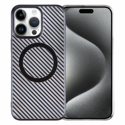 For iPhone 15 Pro 6D Plated Carbon Fiber Clear Magsafe PC Phone Case(Starry Black) - iPhone 15 Pro Cases by buy2fix | Online Shopping UK | buy2fix