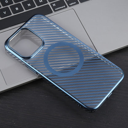 For iPhone 12 Pro Max 6D Plated Carbon Fiber Clear Magsafe PC Phone Case(Dream Blue) - iPhone 12 Pro Max Cases by buy2fix | Online Shopping UK | buy2fix