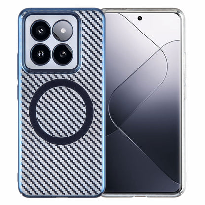 For Xiaomi 14 Pro 6D Plated Carbon Fiber Clear Magsafe PC Phone Case(Dream Blue) - 14 Pro Cases by buy2fix | Online Shopping UK | buy2fix