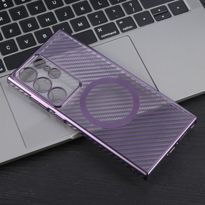 For Samsung Galaxy S23 Ultra 5G 6D Plated Carbon Fiber Clear Magsafe PC Phone Case(Aurora Purple) - Galaxy S23 Ultra 5G Cases by buy2fix | Online Shopping UK | buy2fix