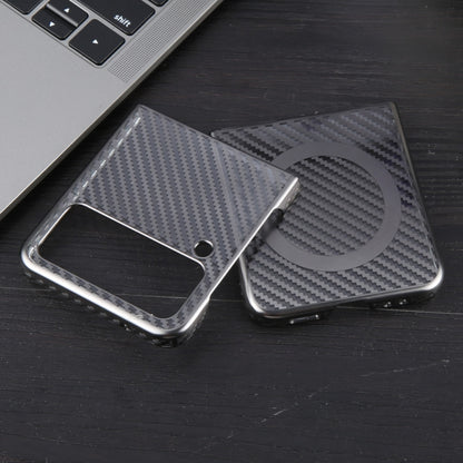 For Samsung Galaxy Z Flip4 6D Plated Carbon Fiber Clear Magsafe PC Phone Case(Titanium Grey) - Galaxy Z Flip4 5G Cases by buy2fix | Online Shopping UK | buy2fix