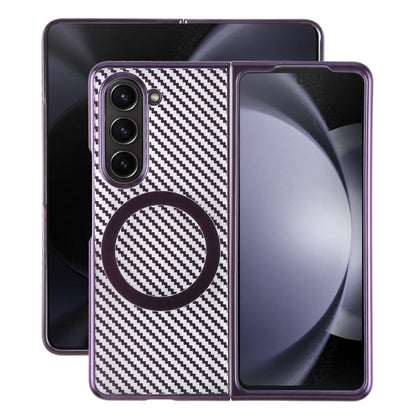 For Samsung Galaxy Z Fold5 6D Plated Carbon Fiber Clear Magsafe PC Phone Case(Aurora Purple) - Galaxy Z Fold5 Cases by buy2fix | Online Shopping UK | buy2fix