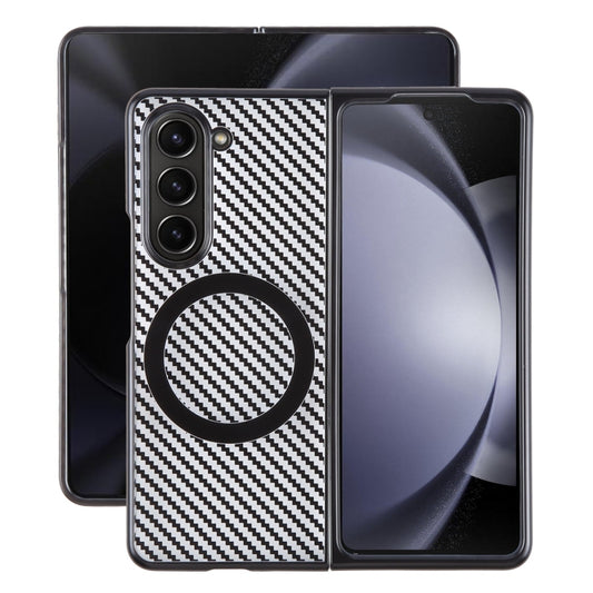 For Samsung Galaxy Z Fold5 6D Plated Carbon Fiber Clear Magsafe PC Phone Case(Starry Black) - Galaxy Z Fold5 Cases by buy2fix | Online Shopping UK | buy2fix