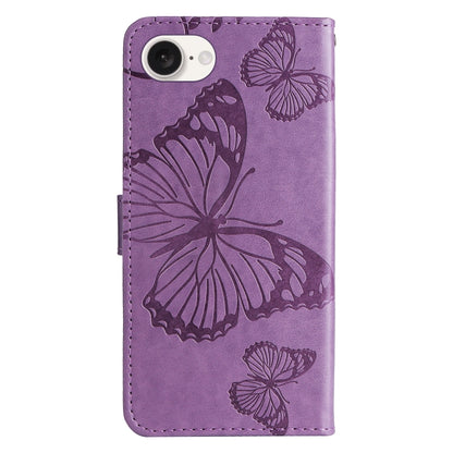 For iPhone SE 2024 3D Butterfly Embossed Pattern Flip Leather Phone Case(Purple) - More iPhone Cases by buy2fix | Online Shopping UK | buy2fix