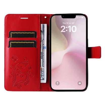 For iPhone SE 2024 3D Butterfly Embossed Pattern Flip Leather Phone Case(Red) - More iPhone Cases by buy2fix | Online Shopping UK | buy2fix