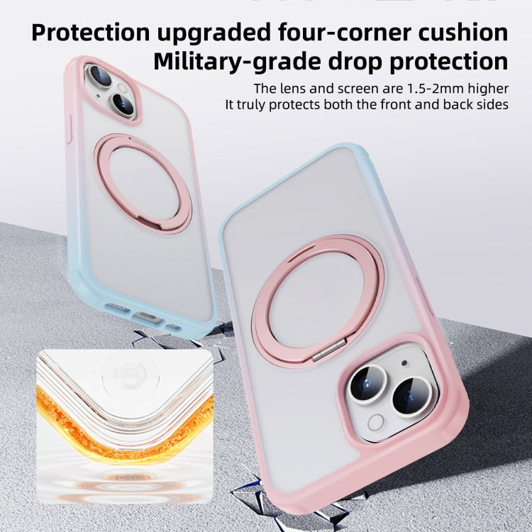 For iPhone 14 MagSafe Holder PC Hybrid TPU Phone Case(Pink Blue) - iPhone 14 Cases by buy2fix | Online Shopping UK | buy2fix