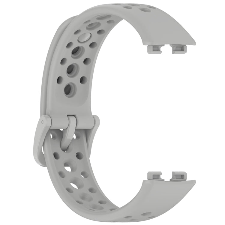 For Huawei Band 9 / 9 NFC / 8 / 8 NFC Round Hole Nail Button Silicone Watch Band(Grey) - Watch Bands by buy2fix | Online Shopping UK | buy2fix