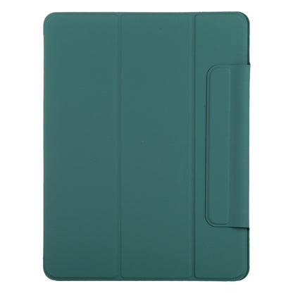 For iPad Pro 13 2024 Double-sided Clip Fixed Buckle Magnetic PU Leather Smart Tablet Case(Dark Green) - iPad Pro 13 2024 Cases by buy2fix | Online Shopping UK | buy2fix