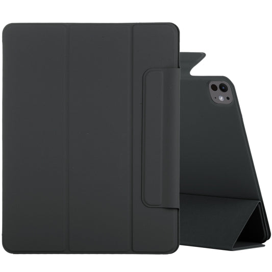 For iPad Pro 11 2024 Double-sided Clip Fixed Buckle Magnetic PU Leather Smart Tablet Case(Black) - iPad Pro 11 2024 Cases by buy2fix | Online Shopping UK | buy2fix