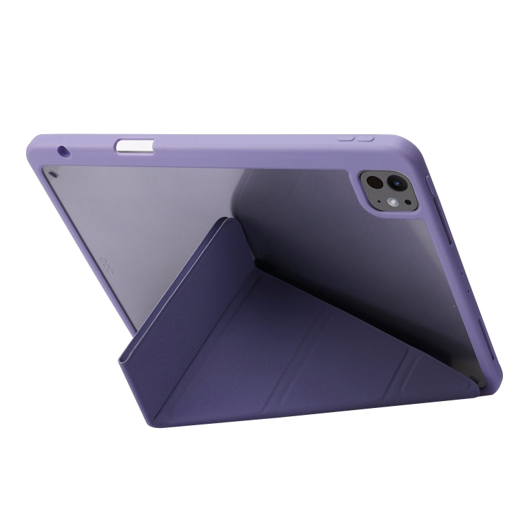 For iPad Pro 11 2024 Deformation Transparent Acrylic Leather Tablet Case(Lavender Grey) - iPad Pro 11 2024 Cases by buy2fix | Online Shopping UK | buy2fix