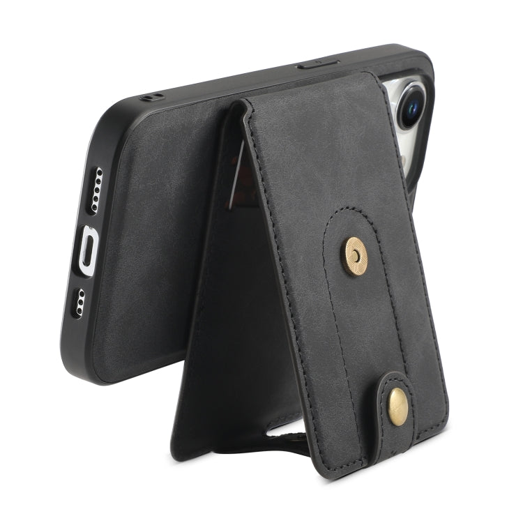 For iPhone 15 Pro Max Denior D14 NK Retro Pattern MagSafe Magnetic Card Holder Leather Phone Case(Black) - iPhone 15 Pro Max Cases by Denior | Online Shopping UK | buy2fix