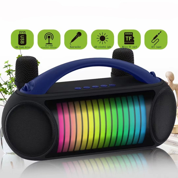 NewRixing NR-222 Portable Outdoor Dual Mic Colorful Wireless Bluetooth Speaker(Blue) - Desktop Speaker by NewRixing | Online Shopping UK | buy2fix