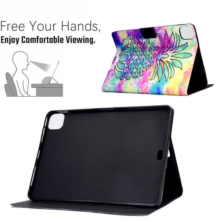 For iPad Pro 11 2024 Colored Drawing Smart Leather Tablet Case(Colored Pineapple) - iPad Pro 11 2024 Cases by buy2fix | Online Shopping UK | buy2fix