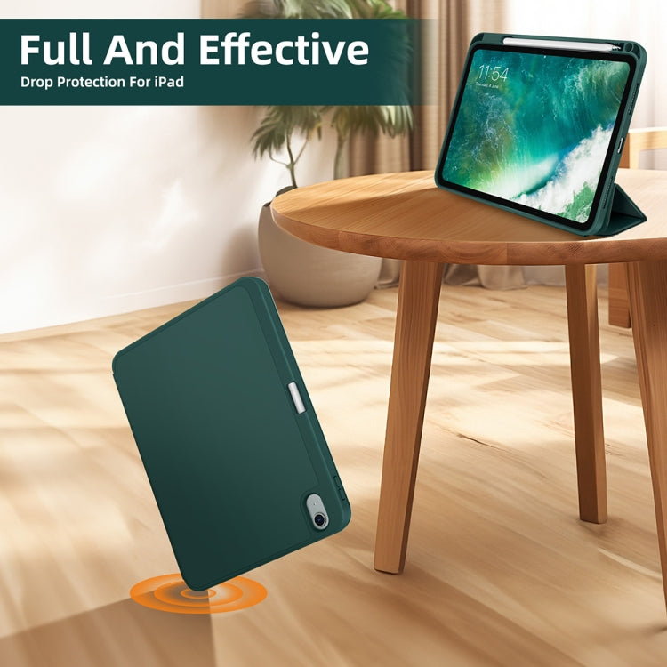 For iPad Air 11 2024 3-fold TPU Smart Leather Tablet Case with Pen Slot(Dark Green) - iPad Air 11 2024 Cases by buy2fix | Online Shopping UK | buy2fix