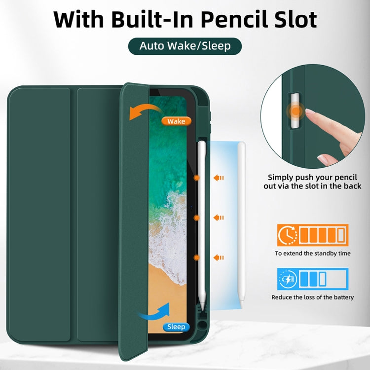 For iPad Air 11 2024 3-fold TPU Smart Leather Tablet Case with Pen Slot(Dark Green) - iPad Air 11 2024 Cases by buy2fix | Online Shopping UK | buy2fix