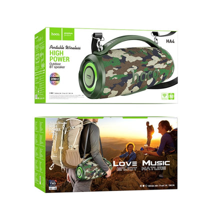 hoco HA4 Surge Outdoor Bluetooth 5.3 Speaker Support TWS / FM(Camouflage Green) - Desktop Speaker by hoco | Online Shopping UK | buy2fix