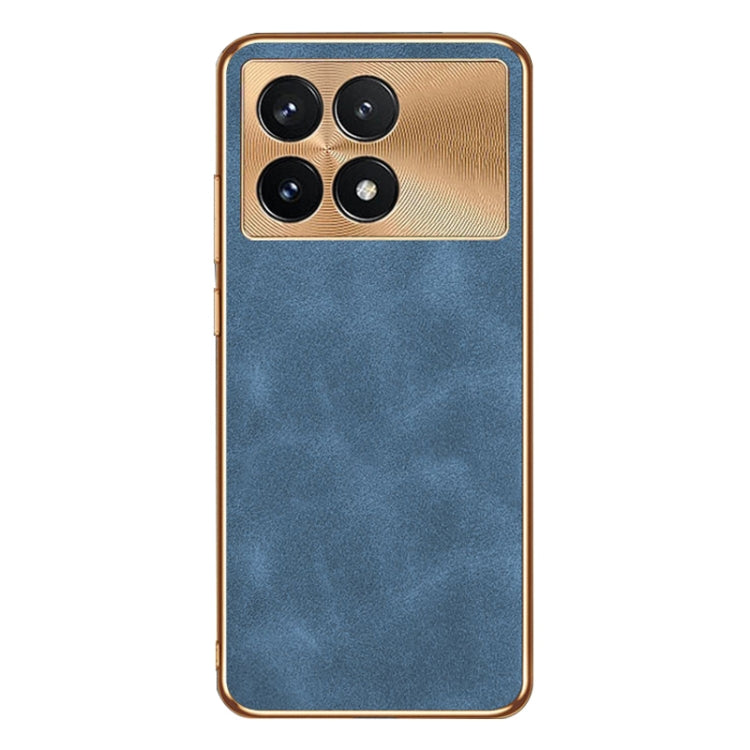 For Xiaomi Redmi K70 Electroplating Lambskin Leather Phone Case(Blue) - K70 Cases by buy2fix | Online Shopping UK | buy2fix