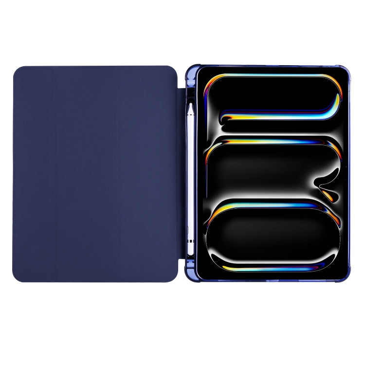 For iPad Pro 11 2024 3-fold TPU Leather Smart Tablet Case with Pen Slot(Dark Blue) - iPad Pro 11 2024 Cases by buy2fix | Online Shopping UK | buy2fix