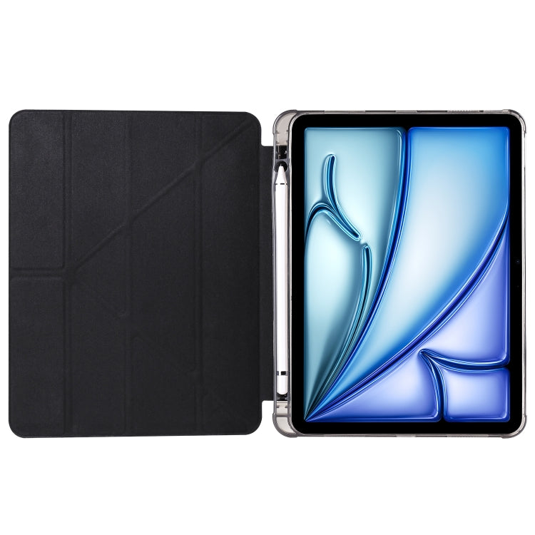 For iPad Air 11 2024 Multi-folding TPU Leather Smart Tablet Case with Pen Slot(Black) - iPad Air 11 2024 Cases by buy2fix | Online Shopping UK | buy2fix