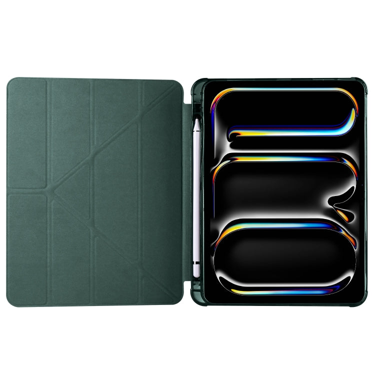 For iPad Pro 11 2024 Multi-folding TPU Leather Smart Tablet Case with Pen Slot(Pine Green) - iPad Pro 11 2024 Cases by buy2fix | Online Shopping UK | buy2fix