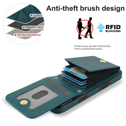 For iPhone 16 Pro Max YM015 Crossbody Rhombic Card Bag RFID Phone Case(Green) - iPhone 16 Pro Max Cases by buy2fix | Online Shopping UK | buy2fix