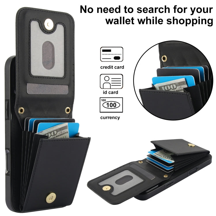 For iPhone 16 Pro YM015 Crossbody Rhombic Card Bag RFID Phone Case(Black) - iPhone 16 Pro Cases by buy2fix | Online Shopping UK | buy2fix