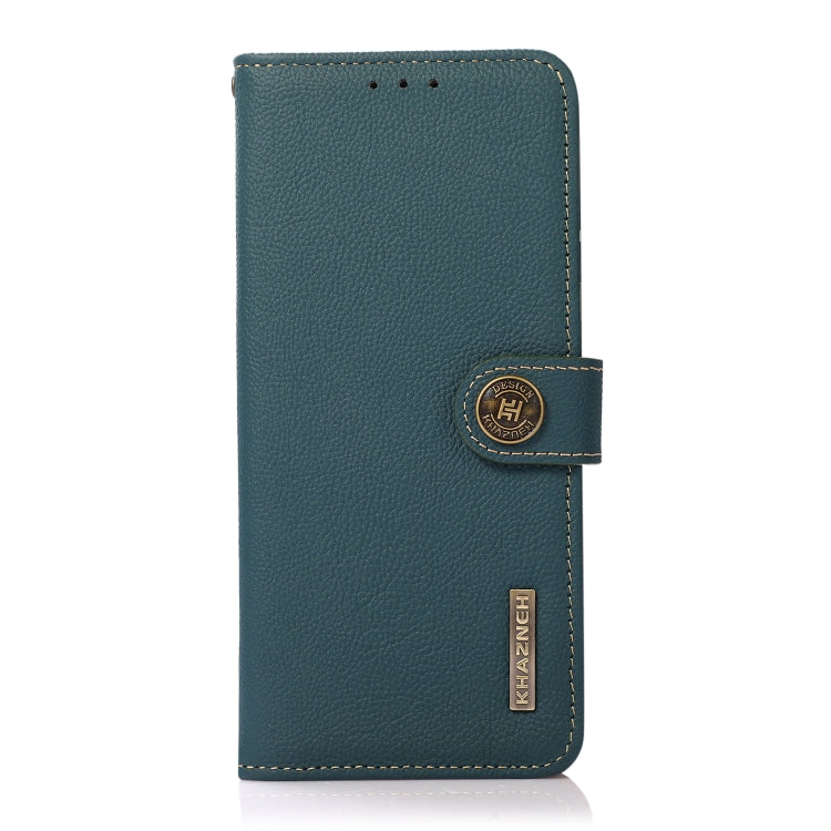 For iPhone 16 Pro KHAZNEH Custer Genuine Leather RFID Phone Case(Green) - iPhone 16 Pro Cases by buy2fix | Online Shopping UK | buy2fix