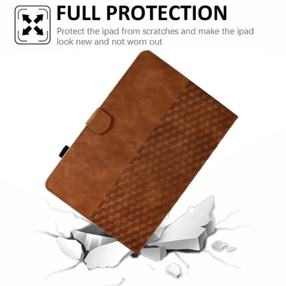 For iPad Pro 11 2024 Rhombus Embossed Leather Tablet Case(Brown) - iPad Pro 11 2024 Cases by buy2fix | Online Shopping UK | buy2fix