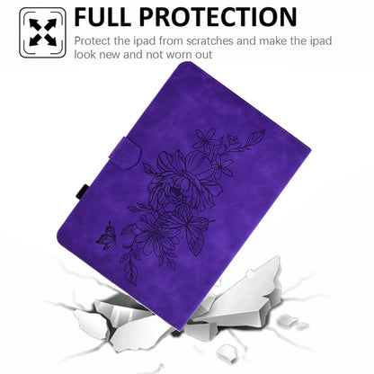 For iPad Pro 11 2024 Peony Butterfly Embossed Leather Smart Tablet Case(Purple) - iPad Pro 11 2024 Cases by buy2fix | Online Shopping UK | buy2fix