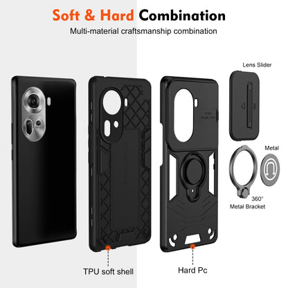 For OPPO Reno11 Global Camshield Ring Holder Phone Case(Black) - Reno11 Cases by buy2fix | Online Shopping UK | buy2fix