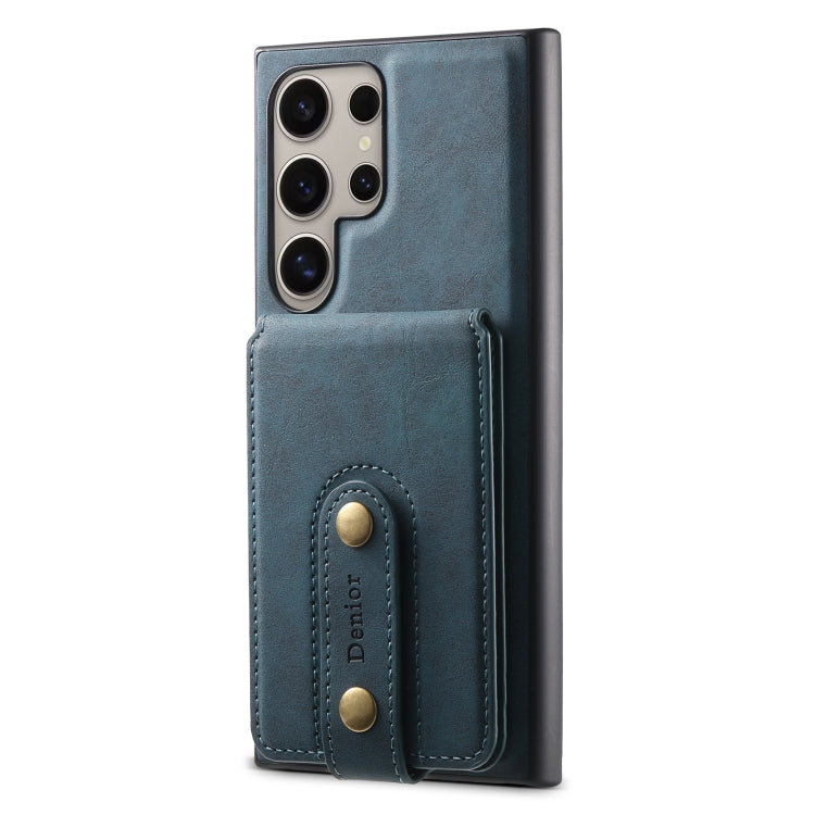 For Samsung Galaxy S24 Ultra 5G Denior D14 NK Retro Pattern MagSafe Magnetic Card Holder Leather Phone Case(Blue) - Galaxy S24 Ultra 5G Cases by Denior | Online Shopping UK | buy2fix