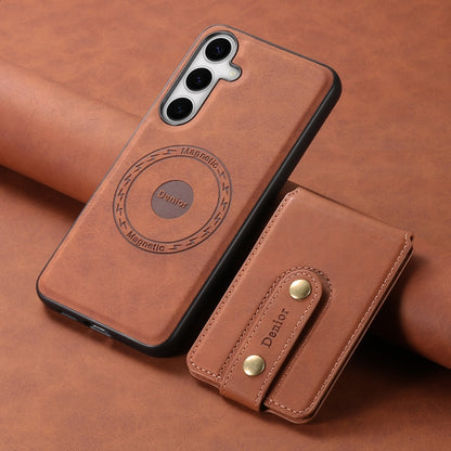 For Samsung Galaxy S24+ 5G Denior D14 NK Retro Pattern MagSafe Magnetic Card Holder Leather Phone Case(Brown) - Galaxy S24+ 5G Cases by Denior | Online Shopping UK | buy2fix
